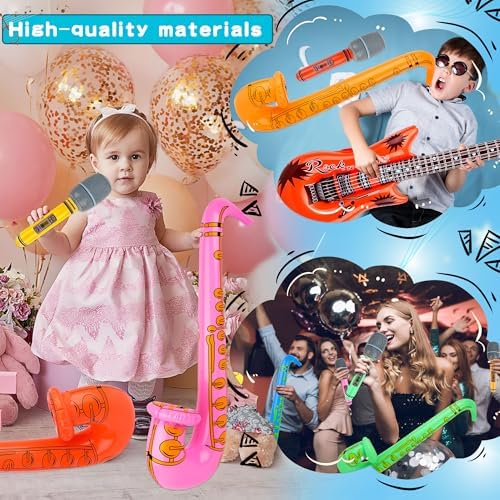 19 Pcs Inflatable Rock Star Instrument Set for Parties