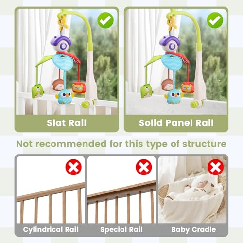 Cute Stone Baby Crib Mobile with Music and Lights
