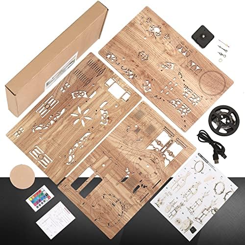 3D Wood Puzzle LED Tower Clock DIY
