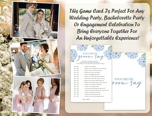 Blue Hydrangea Bridal Shower Game Cards 25 pcs