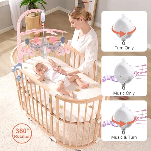 Blublu Park Musical Crib Mobile with 12 Lullabies Pink