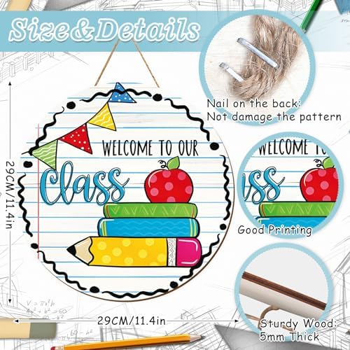 Colorful Welcome Classroom Door Hanger Sign