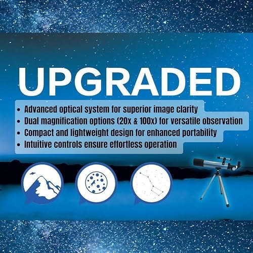 Luzsco Kids Telescope 8-12 with Tripod 20X-100X 50mm