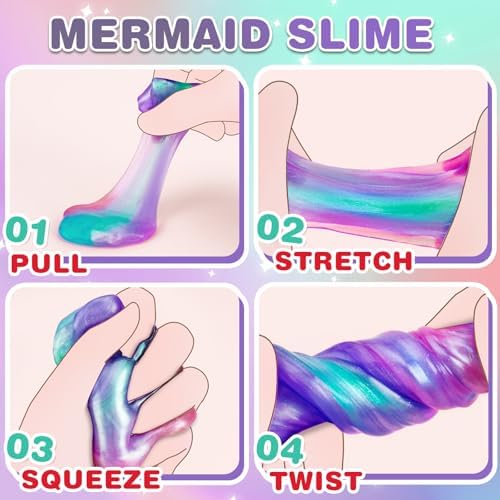 100 Pack Mermaid Slime Cups for Kids