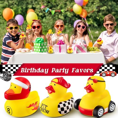 Shappy 50 Piece Race Car Driver Rubber Ducks for Kids