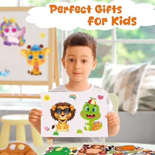 Kids Animal Face Stickers - 48 Sheets Classroom Party Supplies