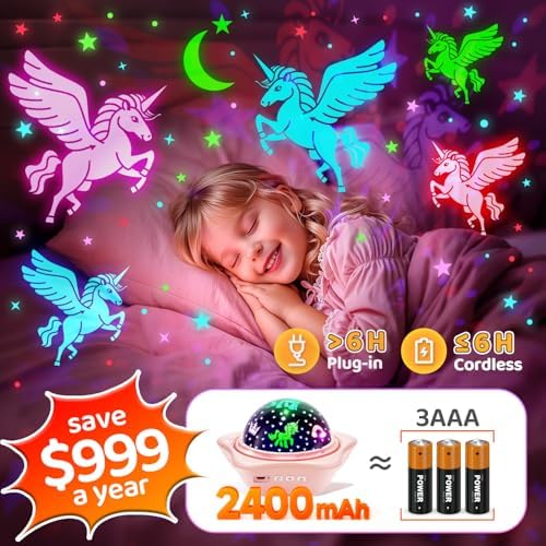 One Fire Cute Unicorn Night Light Projector