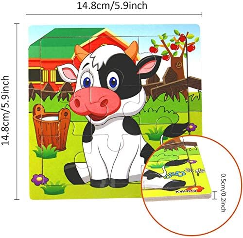 SANNIX 12 Pack Wooden Animal Jigsaw Puzzles for Kids