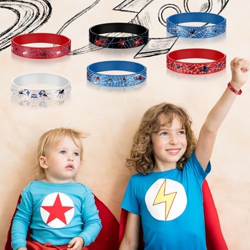 Ecally 24pcs Spider Silicone Wristbands for Halloween and Birthday Parties