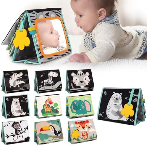 Tummy Time Mirror Book for Babies 0-12 Months