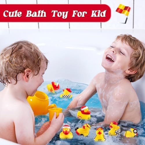 Shappy 50 Piece Race Car Driver Rubber Ducks for Kids