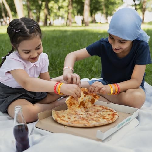 48Pcs Pizza Themed Silicone Wristbands Party Supplies