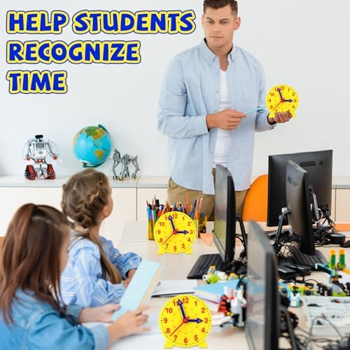 Batiyeer 24 Pcs Yellow Teaching Clock Kit for Kids