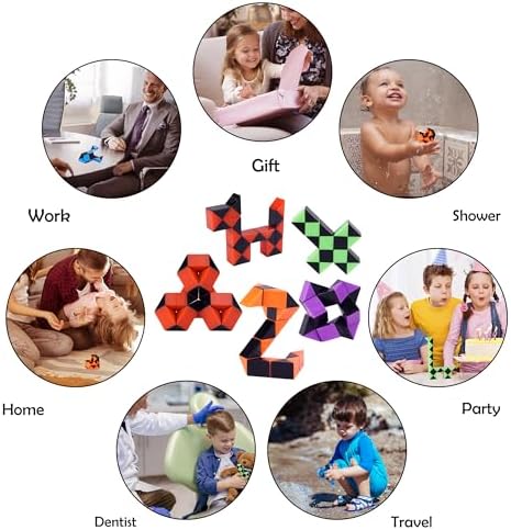 Ganowo 30 Pack Mini Fidget Snake Cubes Puzzle Toys
