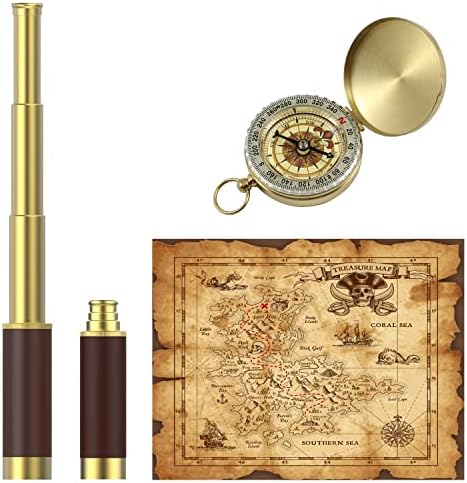 Pirate Monocular Telescope with Treasure Map Compass