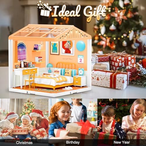DIY Miniature House Kit with LED Lights and Dustproof Doors