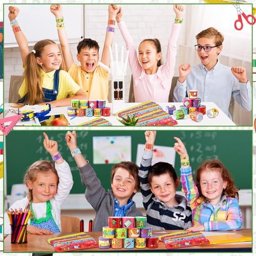 JUNEBRUSHS Back to School Slap Bracelets 56 Pcs