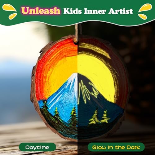 Wood Painting Art Kit for Kids - Glow in The Dark Craft Set