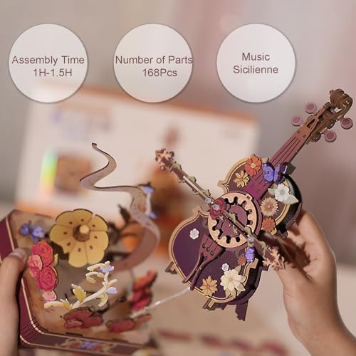 Wooden Cello 3D Puzzle with Music Lights