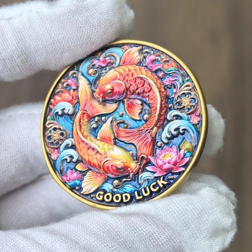 Good Luck Coin with Koi Fish Design