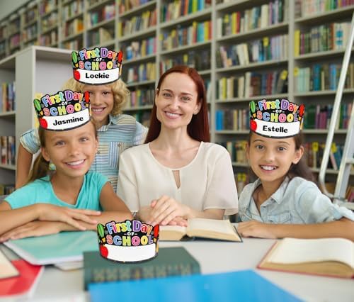 First Day of School Paper Crown Headbands 24pcs Adjustable Kids Party Hats