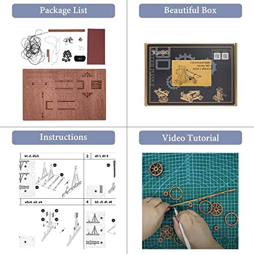DIY 3D Wooden Trebuchet Puzzle Kit for Adults