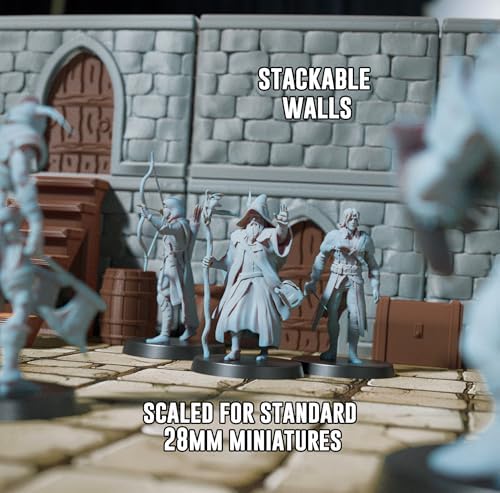 Dungeon Walls Modular DND Terrain Set - 48 Pieces 28mm Scale