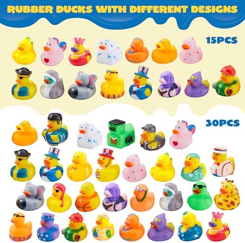 JOYIN 30pcs Mini Rubber Ducks Party Favors Set