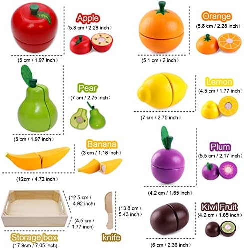 Wooden Play Food Toy for Kids Pretend Cutting Fruits and Vegetables