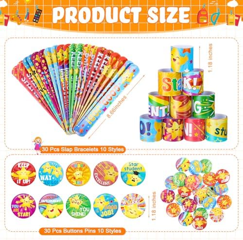 60 Pcs Star Slap Bracelets Classroom Rewards