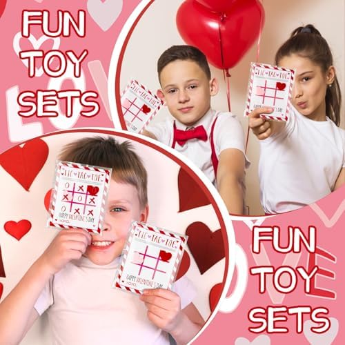 Valentines Day Tic Tac Toe Card Game with Heart Ornaments