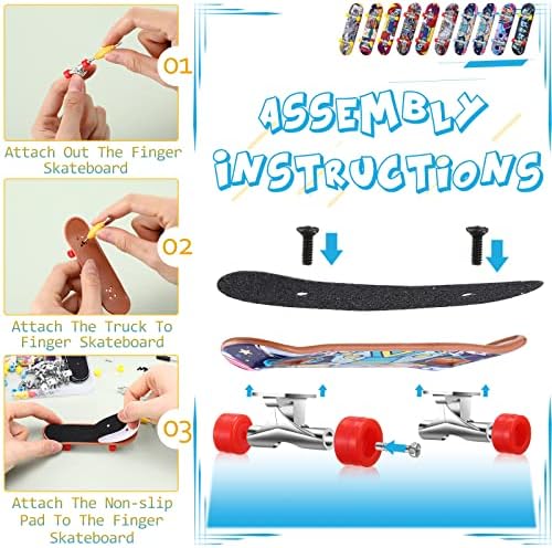 Civaner 10 Pack DIY Finger Skateboard Kit with Accessories