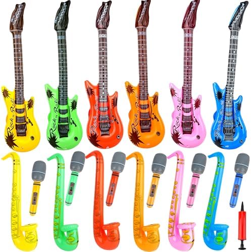 19 Pcs Inflatable Rock Star Instrument Set for Parties