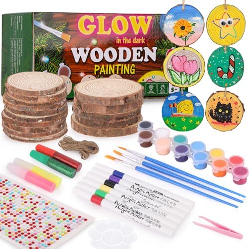 Wood Painting Art Kit for Kids - Glow in The Dark Craft Set