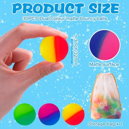 JOICEE 30PCS Bouncy Balls for Kids Party Favors
