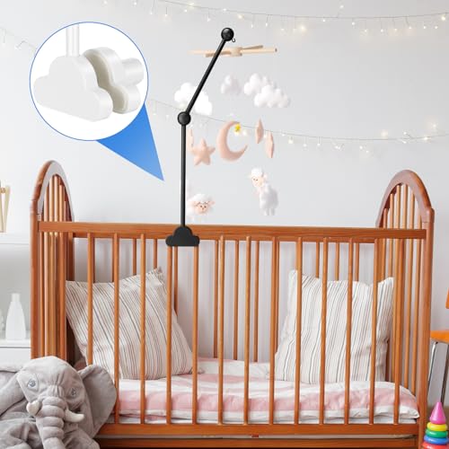 GlikCeil Wooden Baby Crib Mobile Arm Cloud Design Black