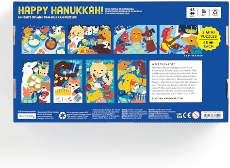 Happy Hanukkah 8 Days of Puzzles with Adorable Puppies