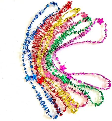 48 Pcs Colorful Happy Birthday Party Beads Necklaces