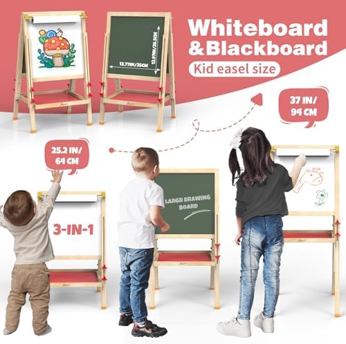 JOYOOSS Adjustable Art Easel for Kids 4-8 Years