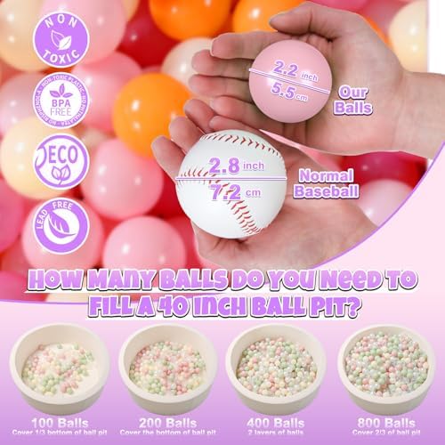 GOGOSO 50PCS Soft Pastel Ball Pit Balls BPA-Free Non-Toxic