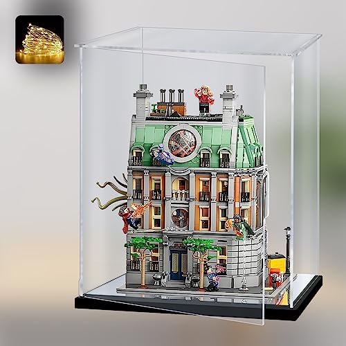 Clear Display Case with Light for Lego Sanctum 76218 Building Set
