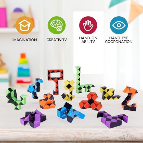 Ganowo 30 Pack Mini Fidget Snake Cubes Puzzle Toys