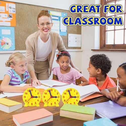 Batiyeer 24 Pcs Yellow Teaching Clock Kit for Kids