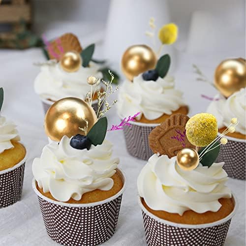 44 PCS Gold Mini Cake Toppers DIY Decorations Set