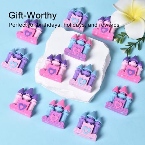 18pcs Castle Shaped Pink Erasers for Kids