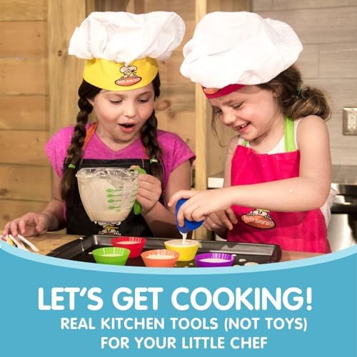 Curious Chef Childrens 11 Piece Pink Green Chef Kit