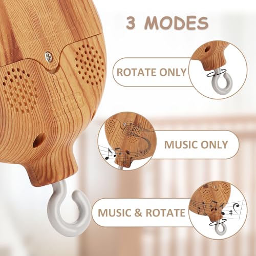 Baby Mobile Rotary Music Box with Imitation Wood