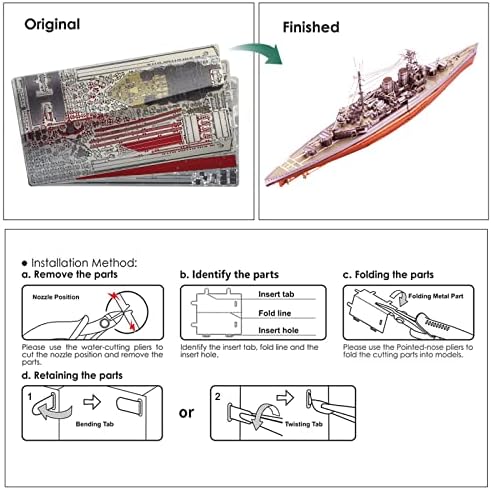 Piececool 3D Metal Puzzle Kit HMS Hood Battleship 270 Pcs