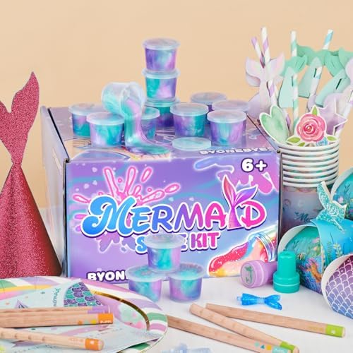 100 Pack Mermaid Slime Cups for Kids