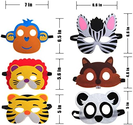 30 Felt Animal Masks for Kids Jungle Party